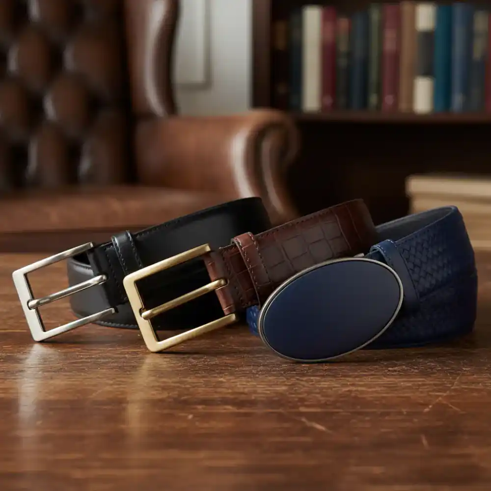 Leather dress belts