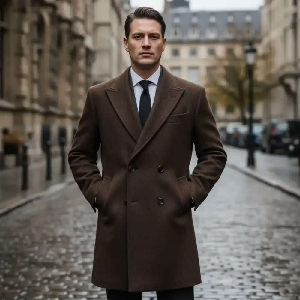 Heavy wool camel overcoat