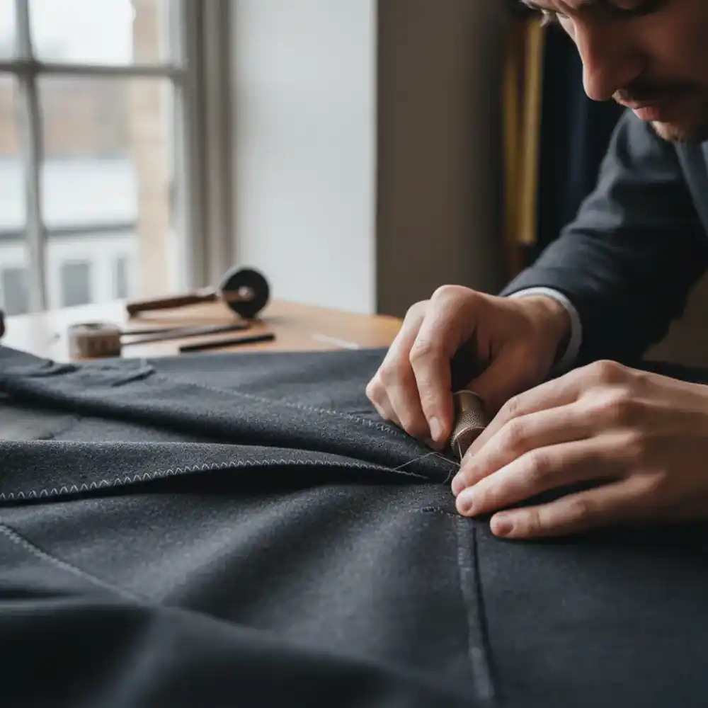 Hand stitching lapel details