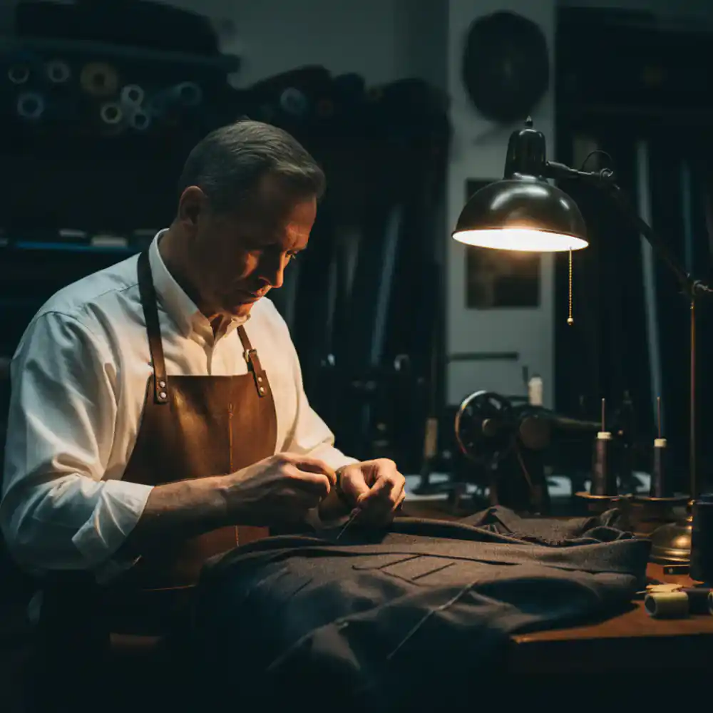 Tailor working on a suit