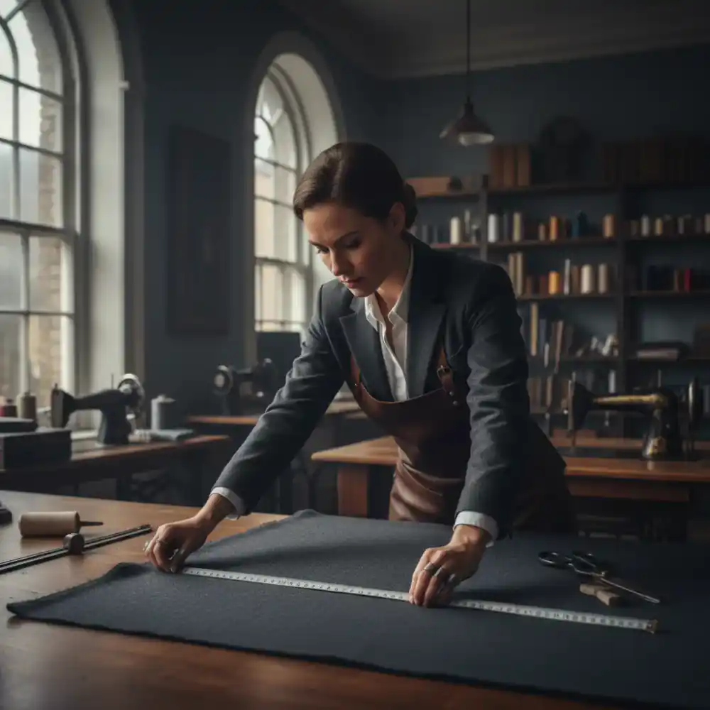 Tailor precisely measuring fabric